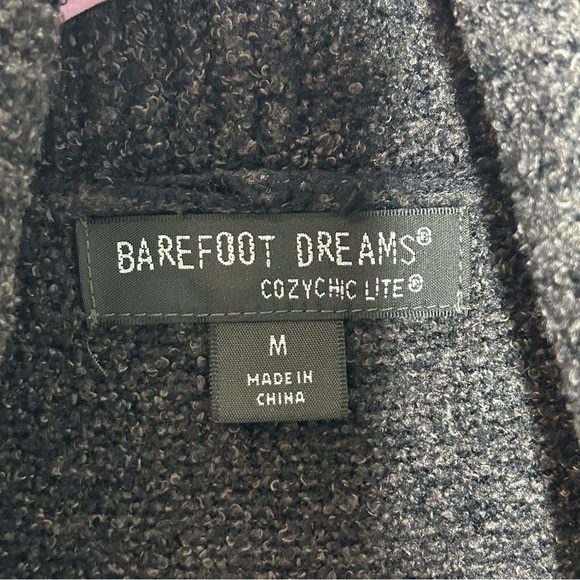 Barefoot Dreams CozyChic Lite Charcoal Gray Open Front Cardigan - Picture 9 of 12